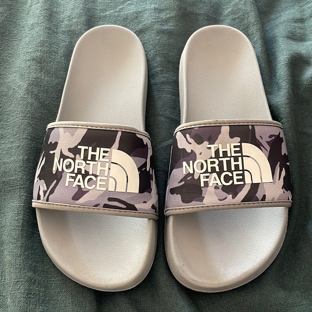 North Face Gray Camo Slides